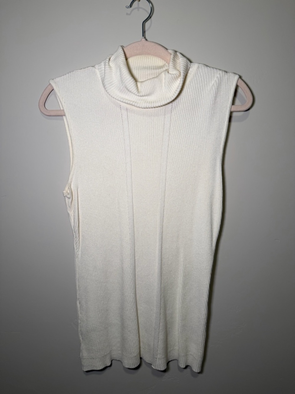 Sleeveless Cream Turtleneck